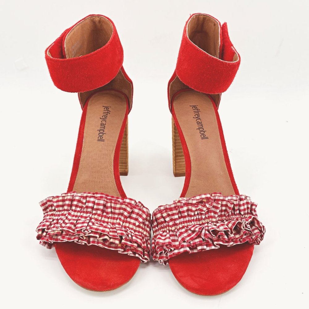Jeffrey Campbell Red Gingham Lindsay Sandal - Picture 3 of 11